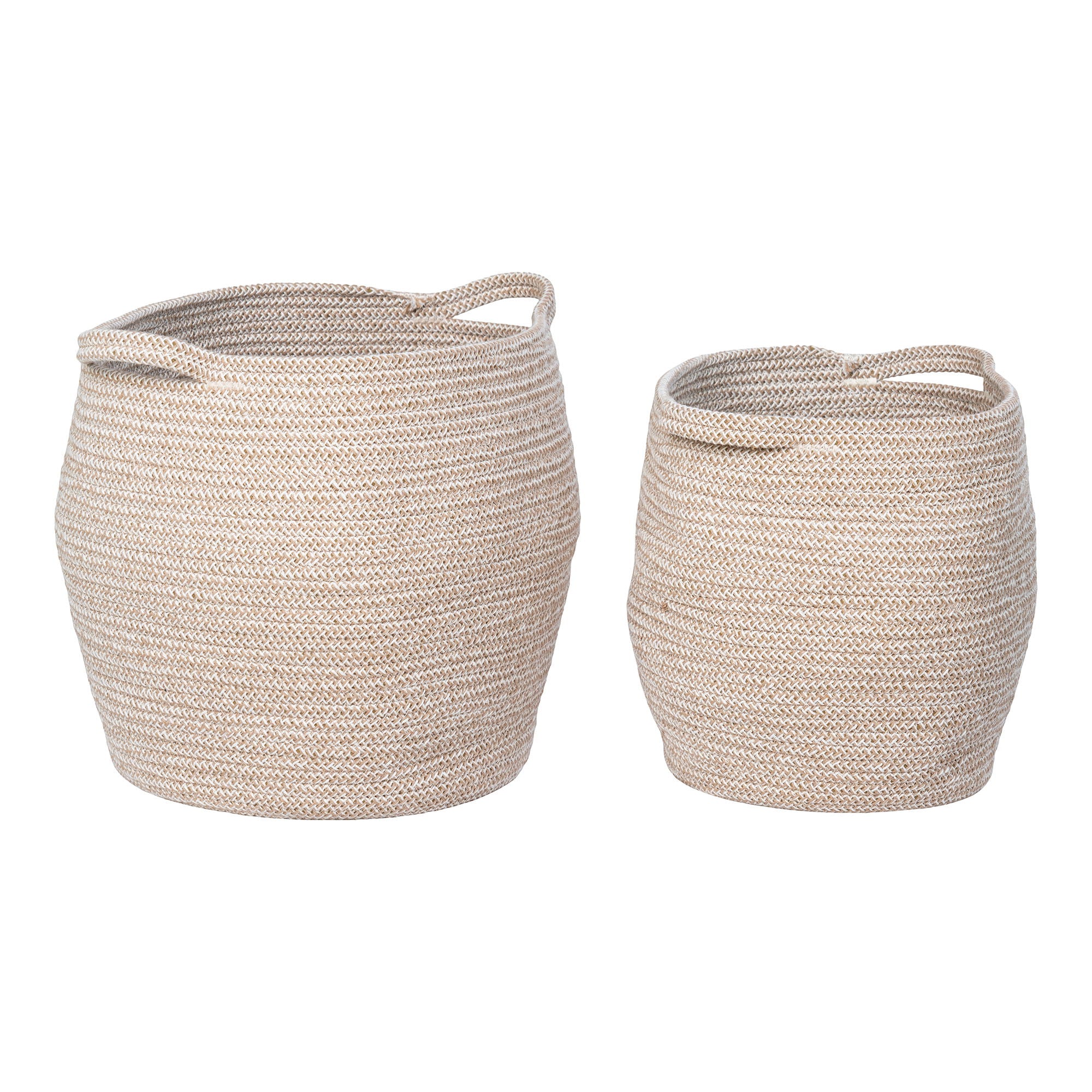 Lamas – Aufbewahrungskörbe aus Baumwolle, beige, Set aus 2